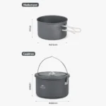 ست ظروف آشپزی کمپینگ نیچرهایک مدل CNH22CJ002 آلومینیومی 4 تکه با قابلمه، ماهیتابه و کتری